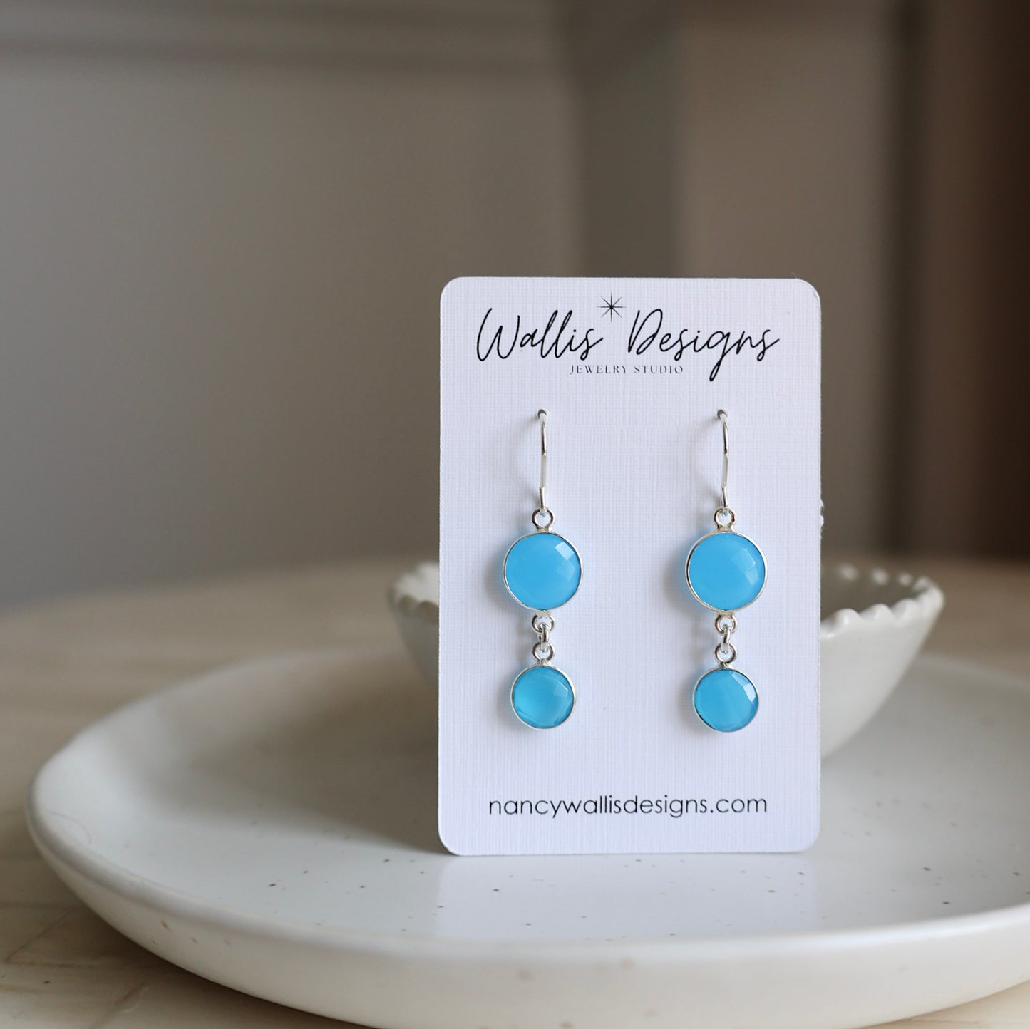 Sky Blue Chalcedony Earrings