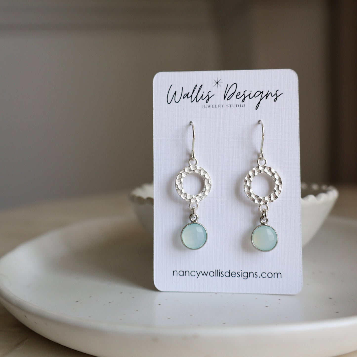 Aqua Chalcedony Dangle Earrings