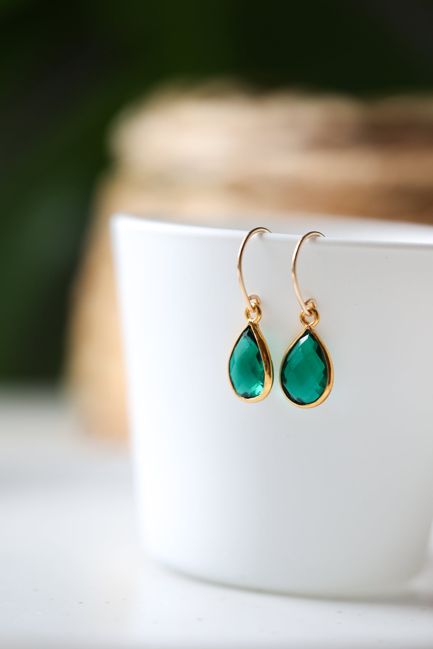 Emerald Green Teardrop Earrings