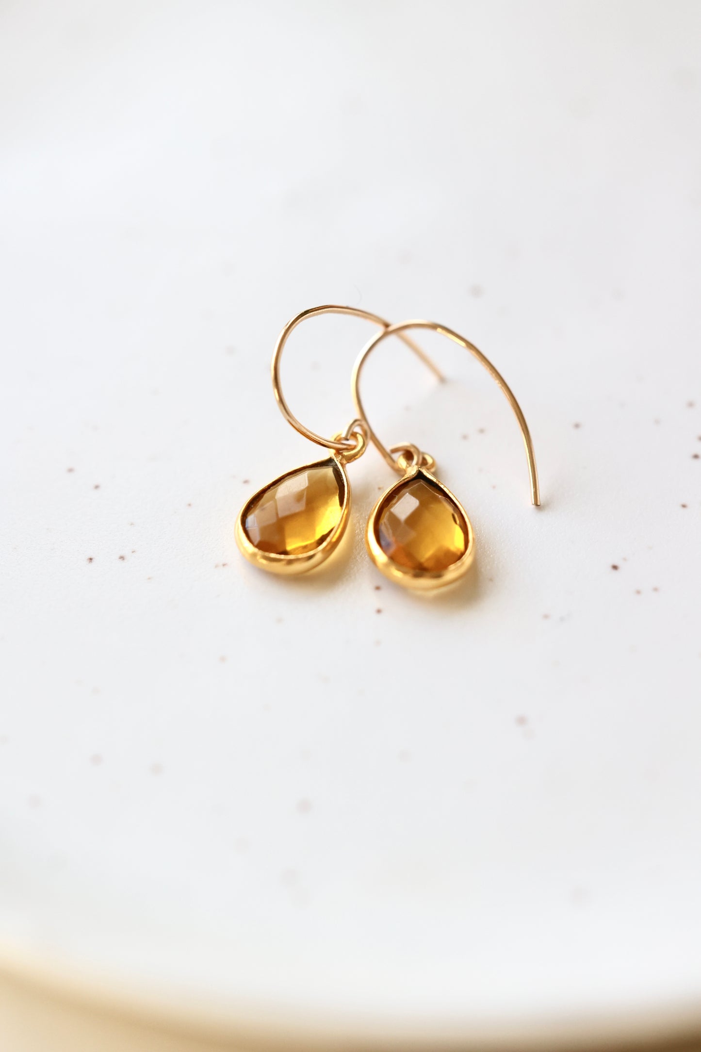 Citrine Teardrop Gold Earrings