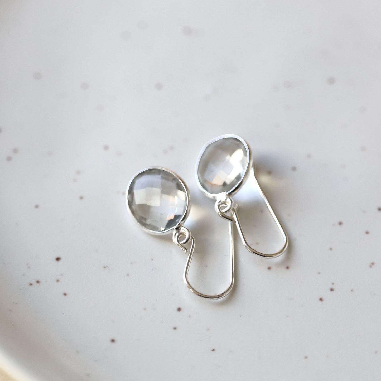 Crystal Oval Silver Earrings
