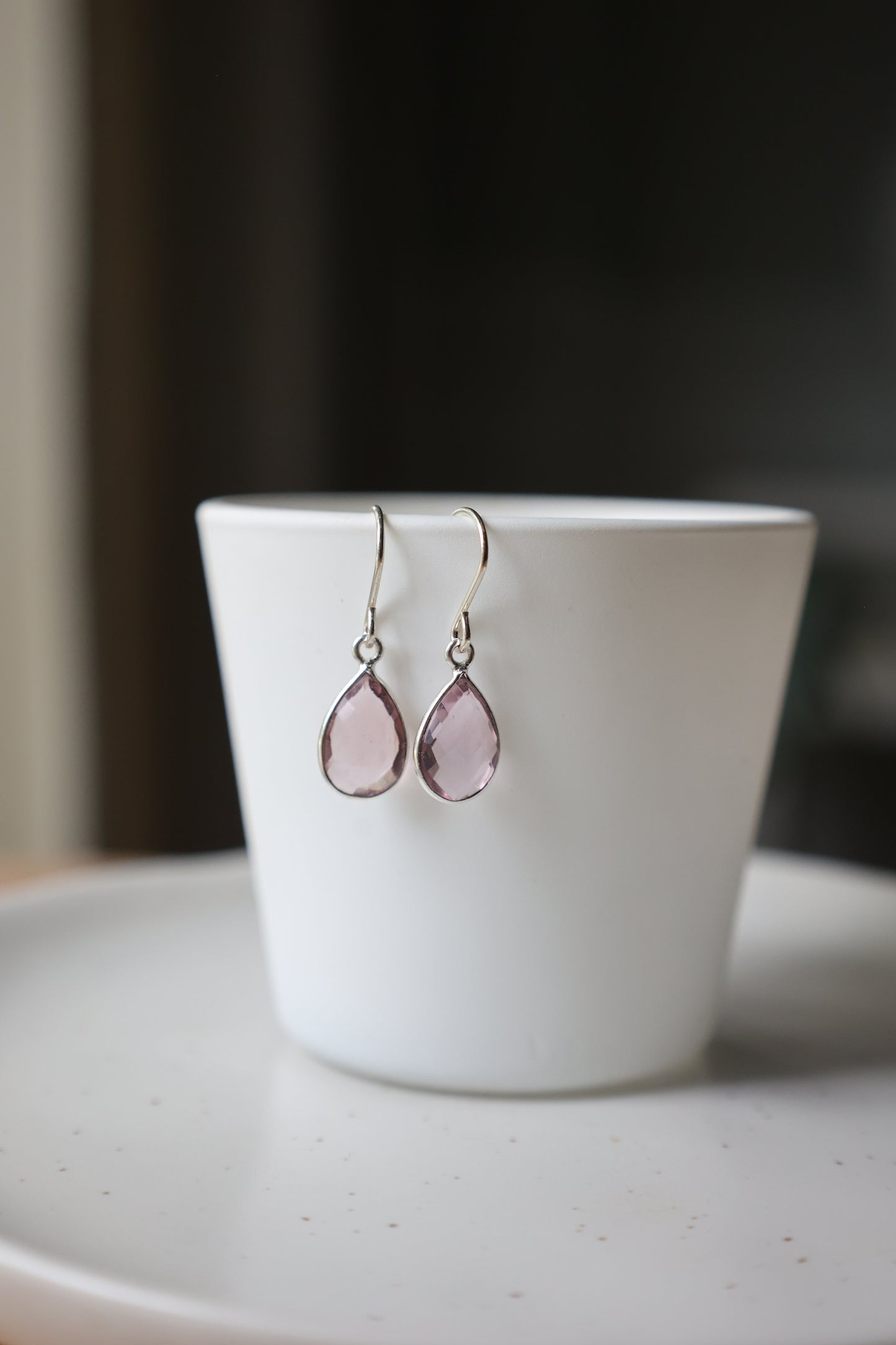 Morganite Teardrop Silver Earrings