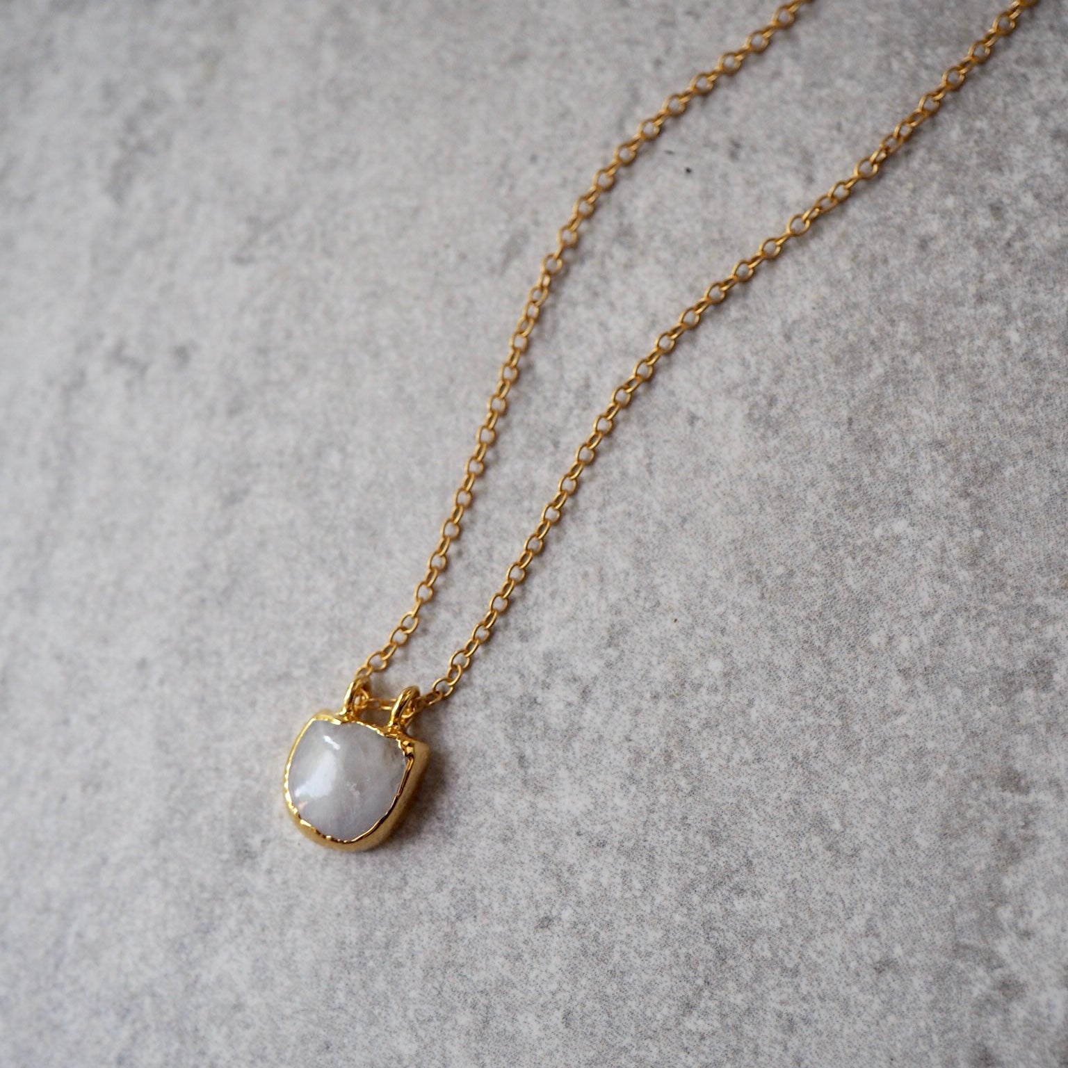 Half Moon Gold Necklace with Moonstone – Wallis Designs
