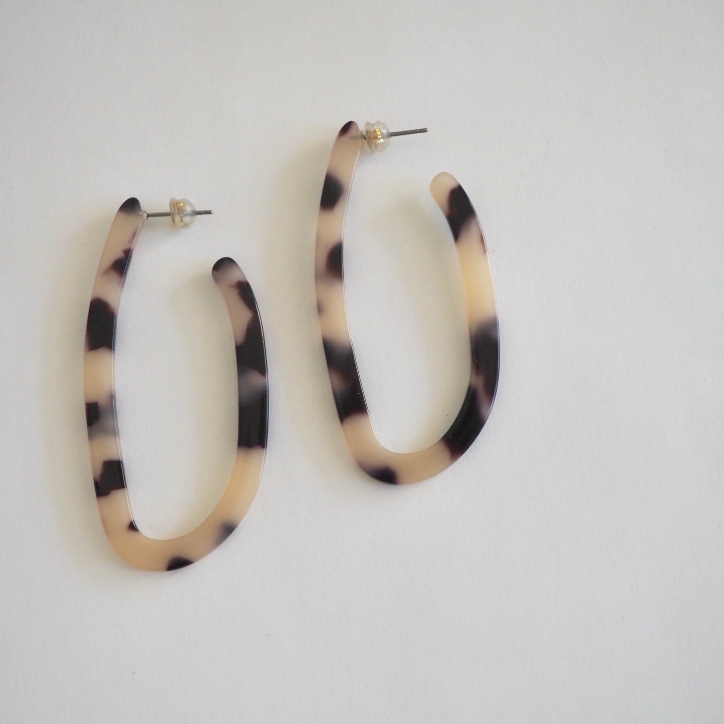 Elongated hoop tortoise acetate earrings by Wallis Designs