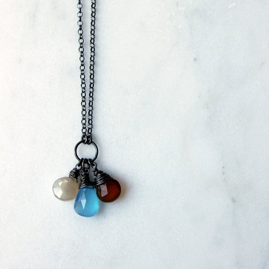 Autumn Blue and Brown Gemstone Necklace