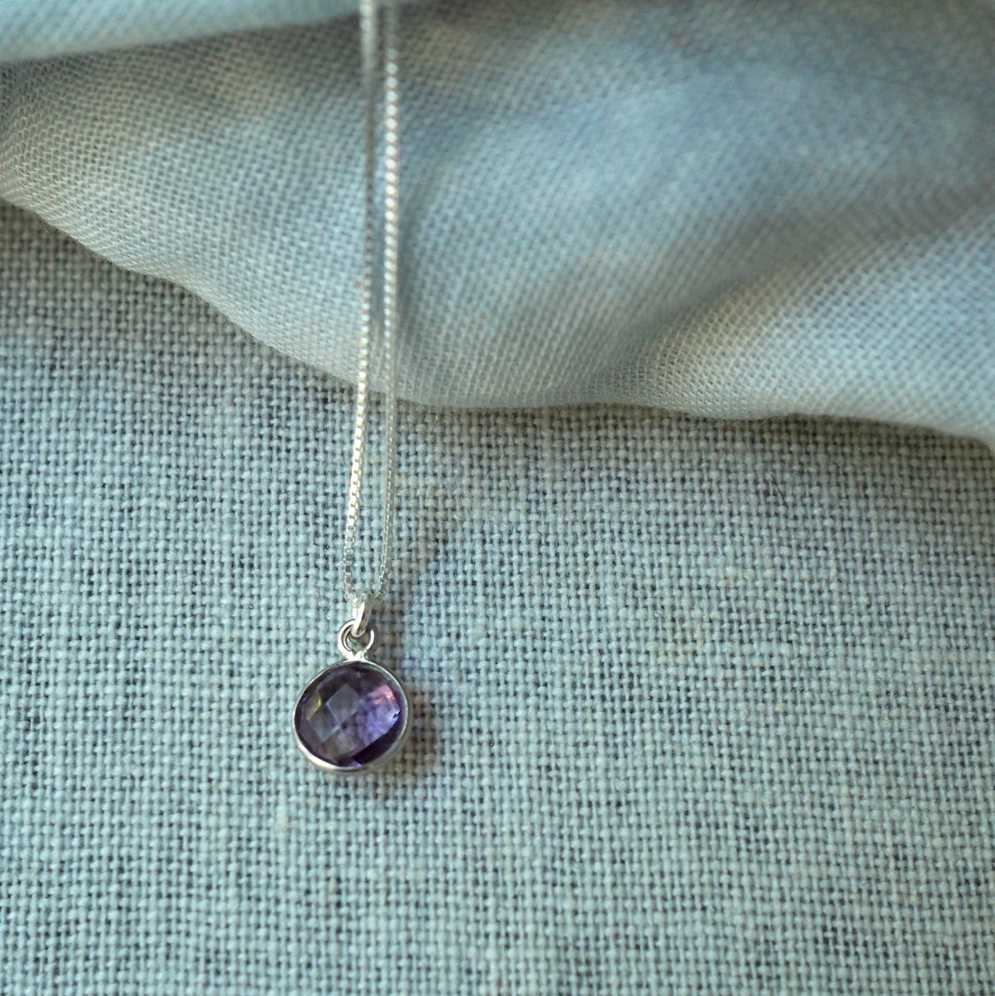 Amethyst Drop Silver Necklace