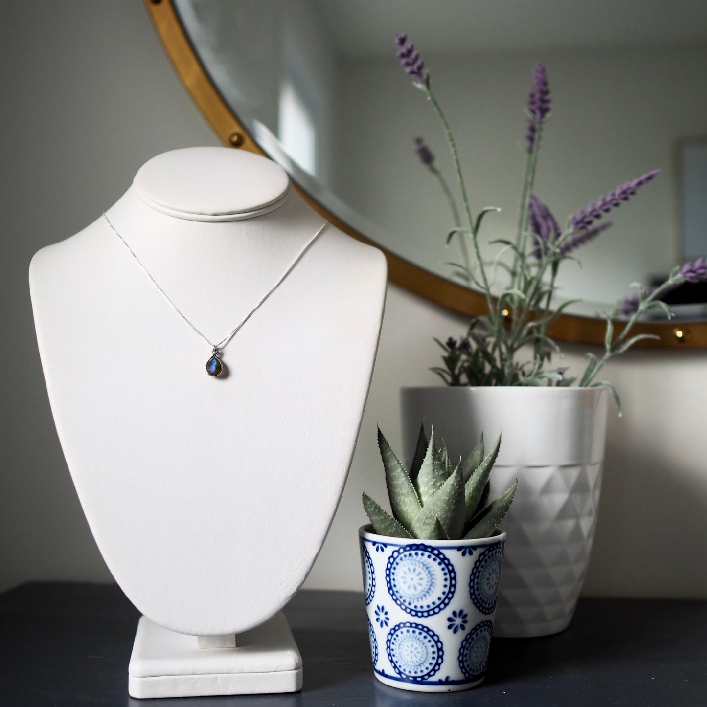 Labradorite Drop Silver Necklace