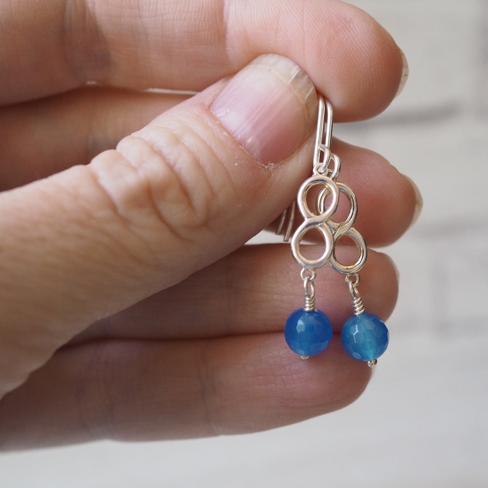 Sterling Silver Gemstone Earrings with Blue Agate