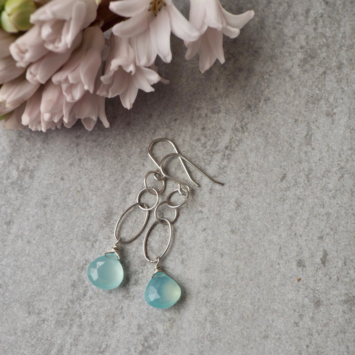 Breeze Aqua Silver Drop Earrings
