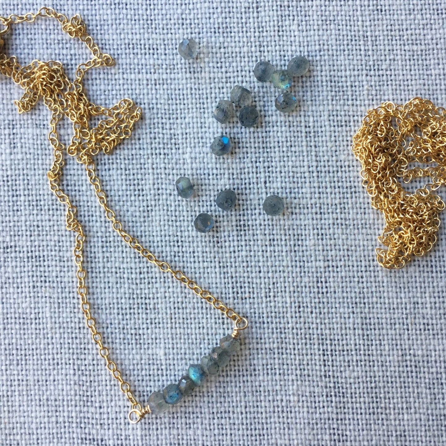 Labradorite and Gold Gemstone Necklace by Wallis Designs