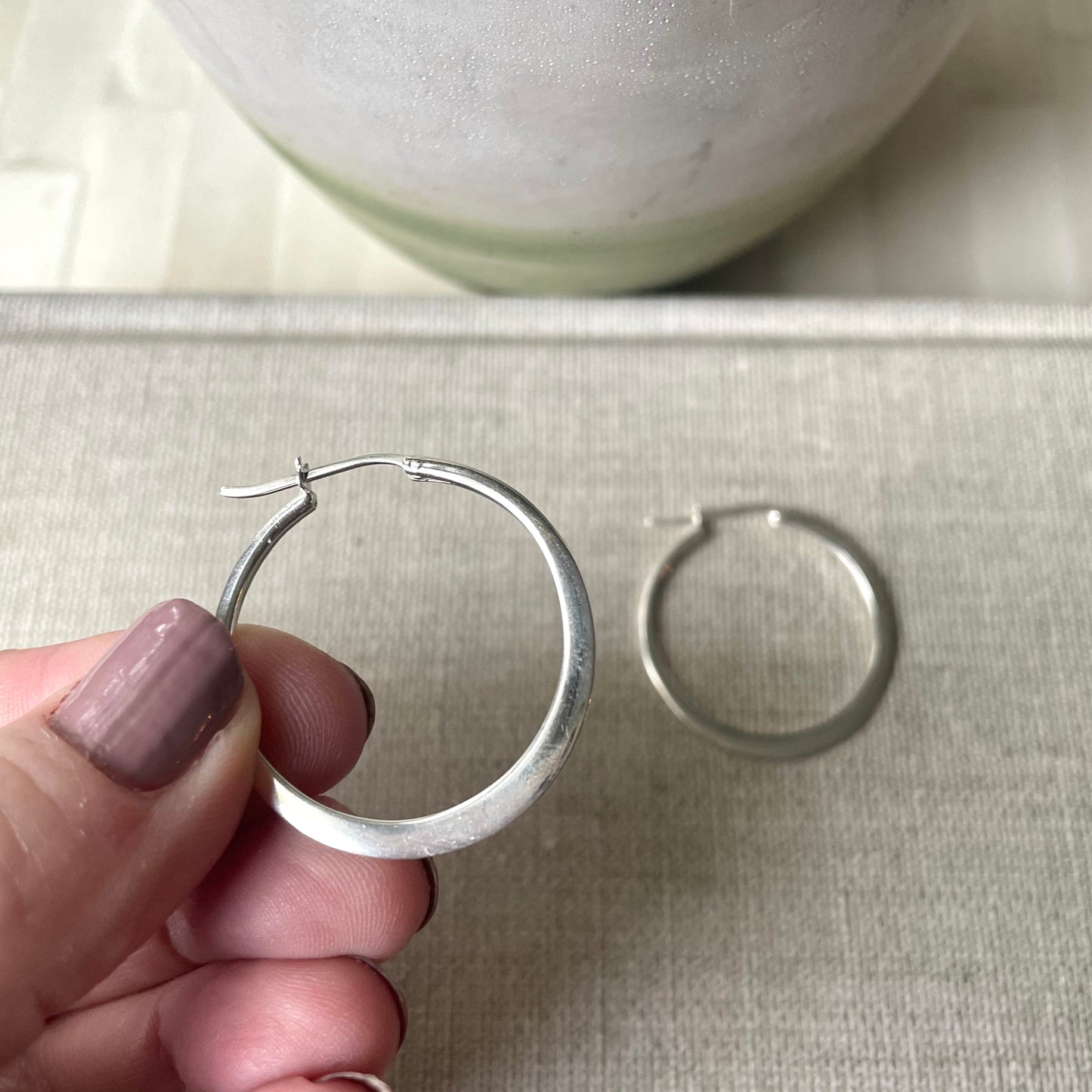 Silver Hoop Earrings - Medium