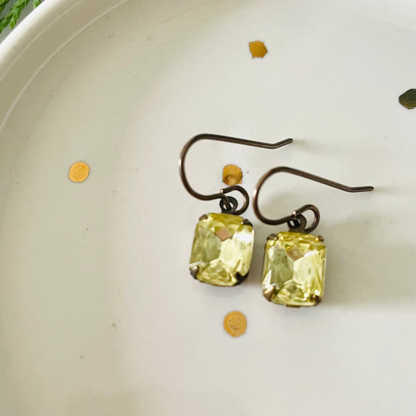 Yellow Vintage Rhinestone Earrings