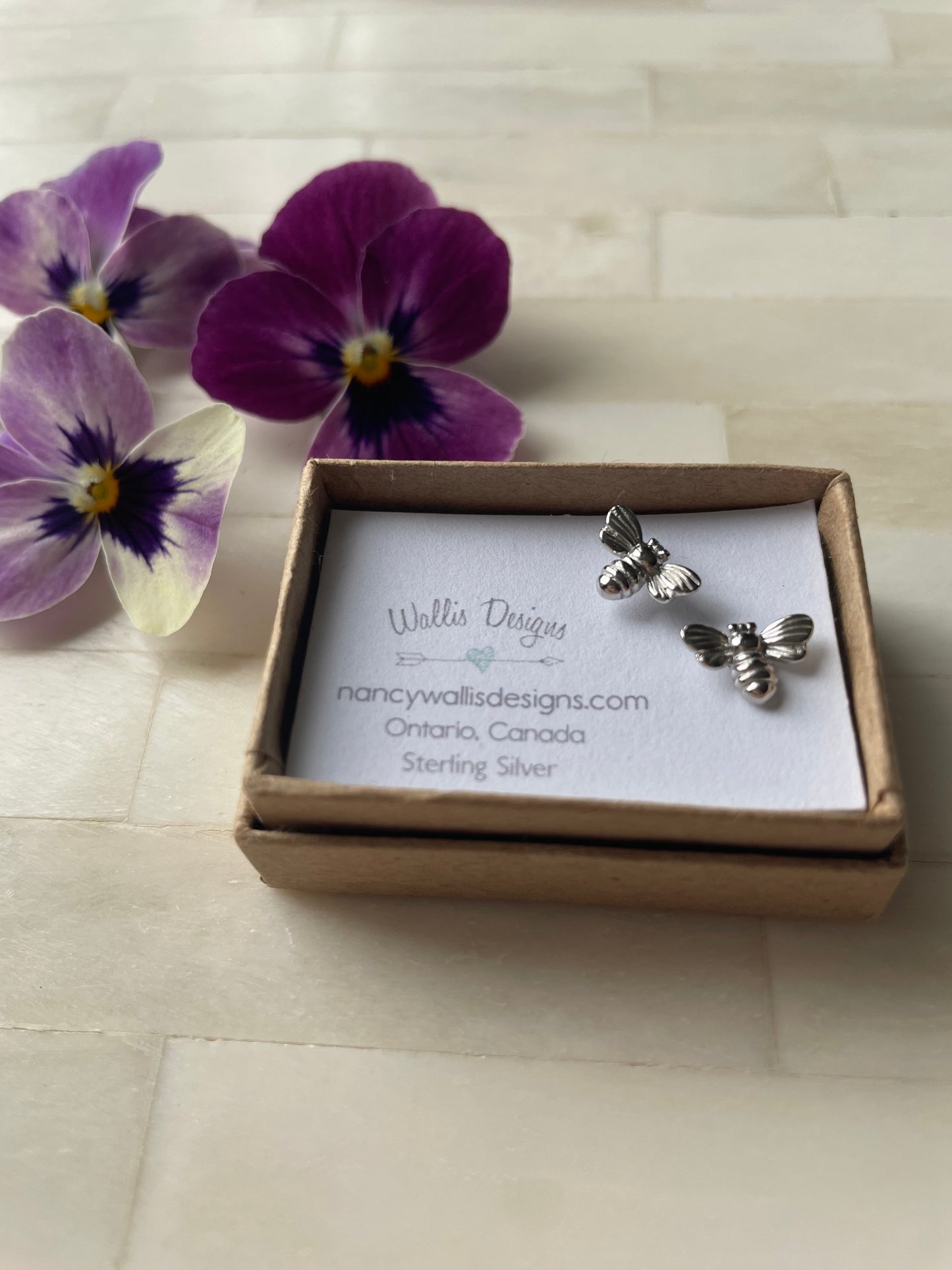Tiny Silver Bee Stud Earrings
