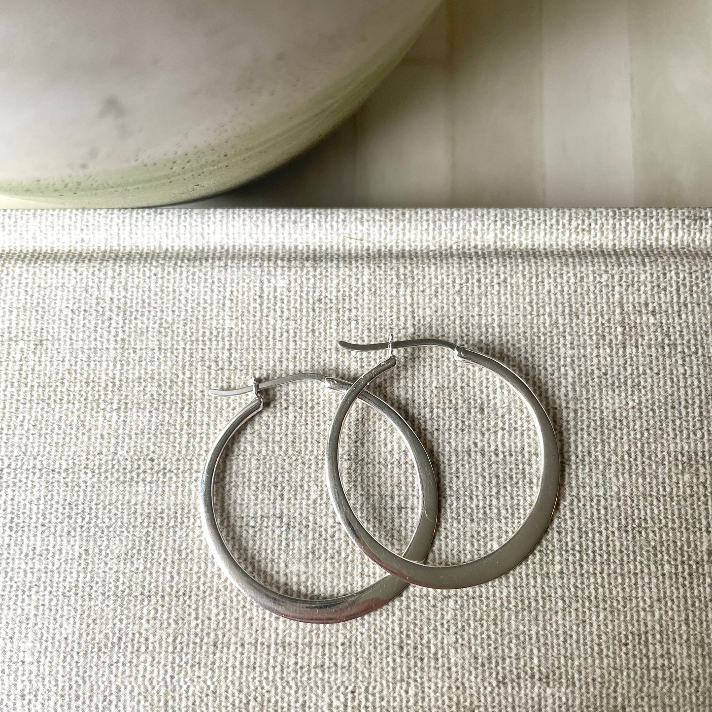 Silver Hoop Earrings - Medium