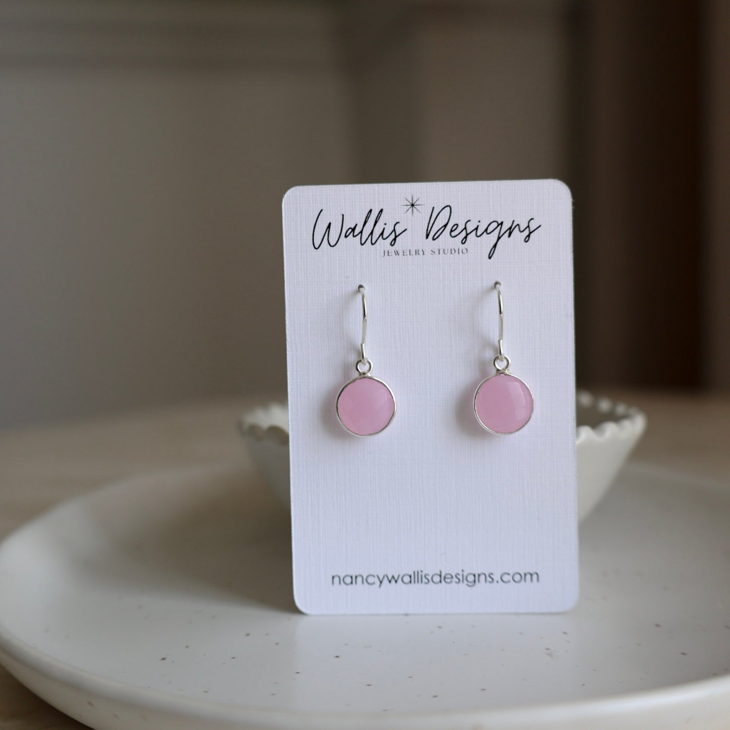 Rose Chalcedony Round Earrings