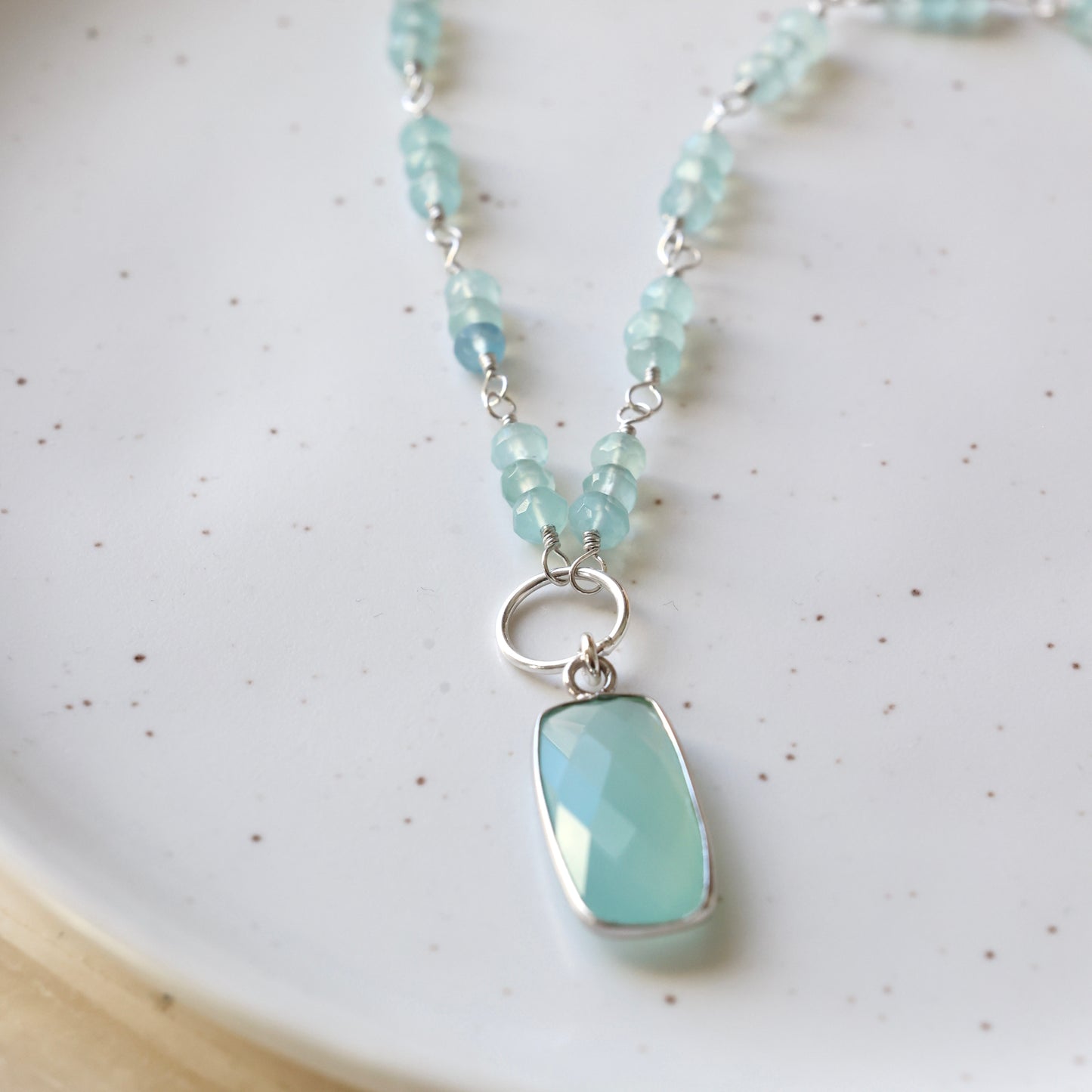 Blue and Aqua Chalcedony Silver Necklace