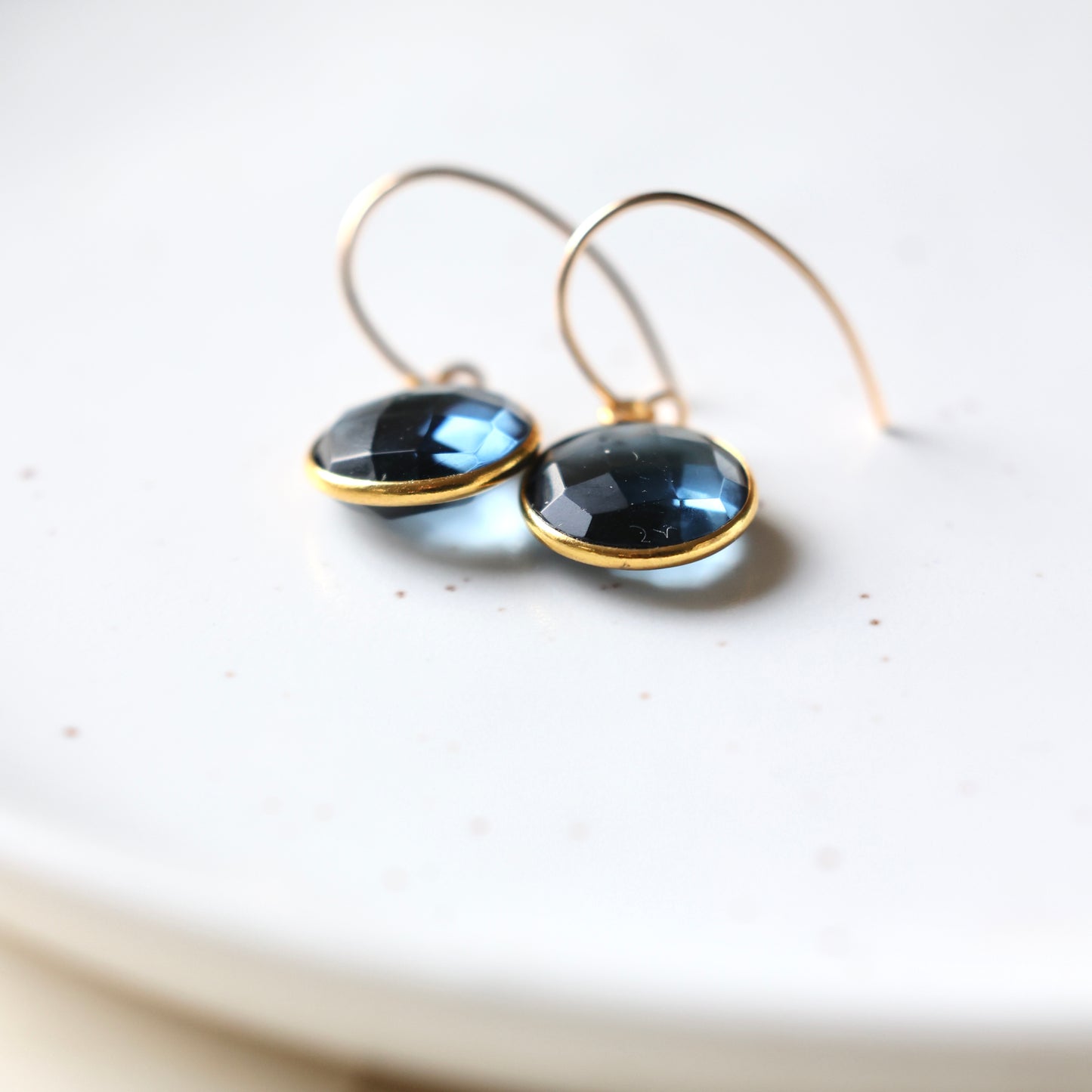 Iolite Round Gold Earrings