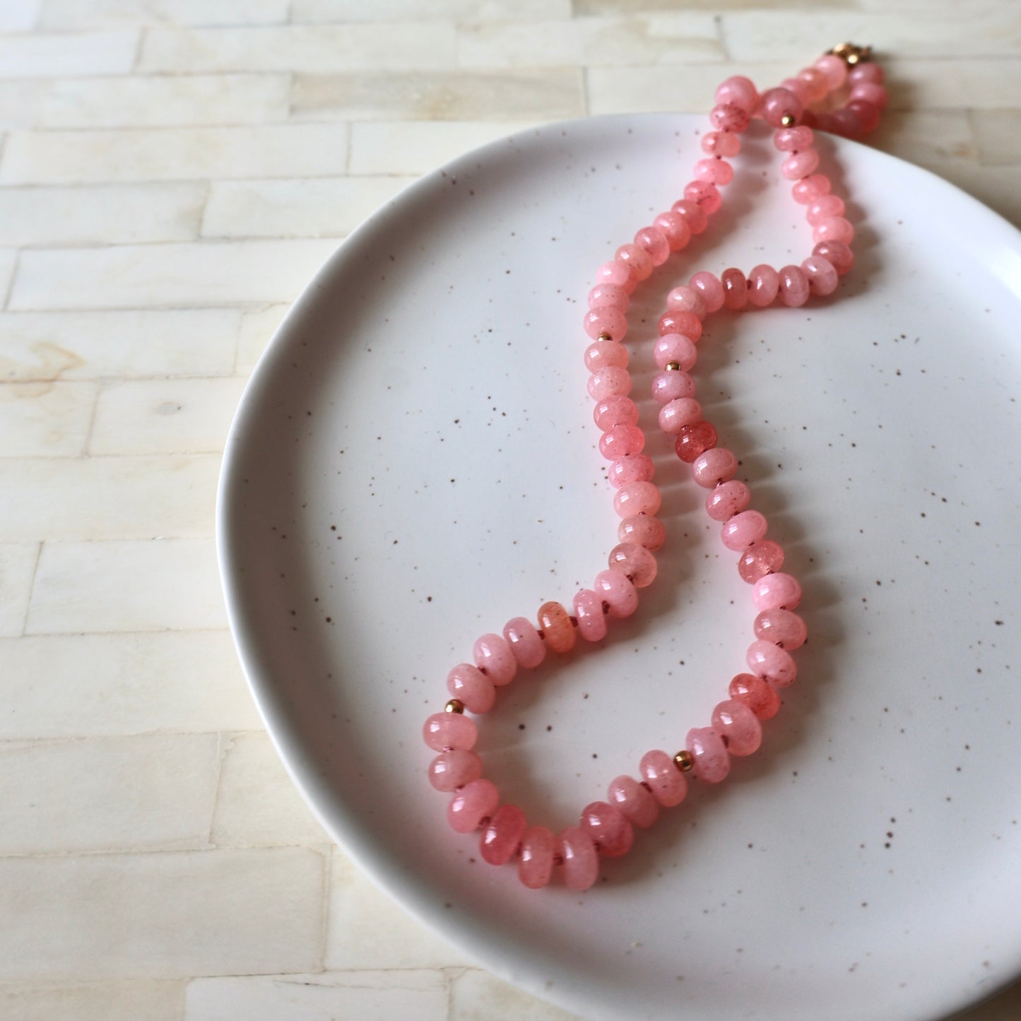 Pink Grapefruit Sorbet - Jade Necklace