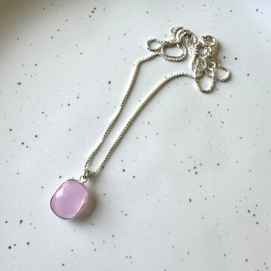 Rose Chalcedony Silver Necklace