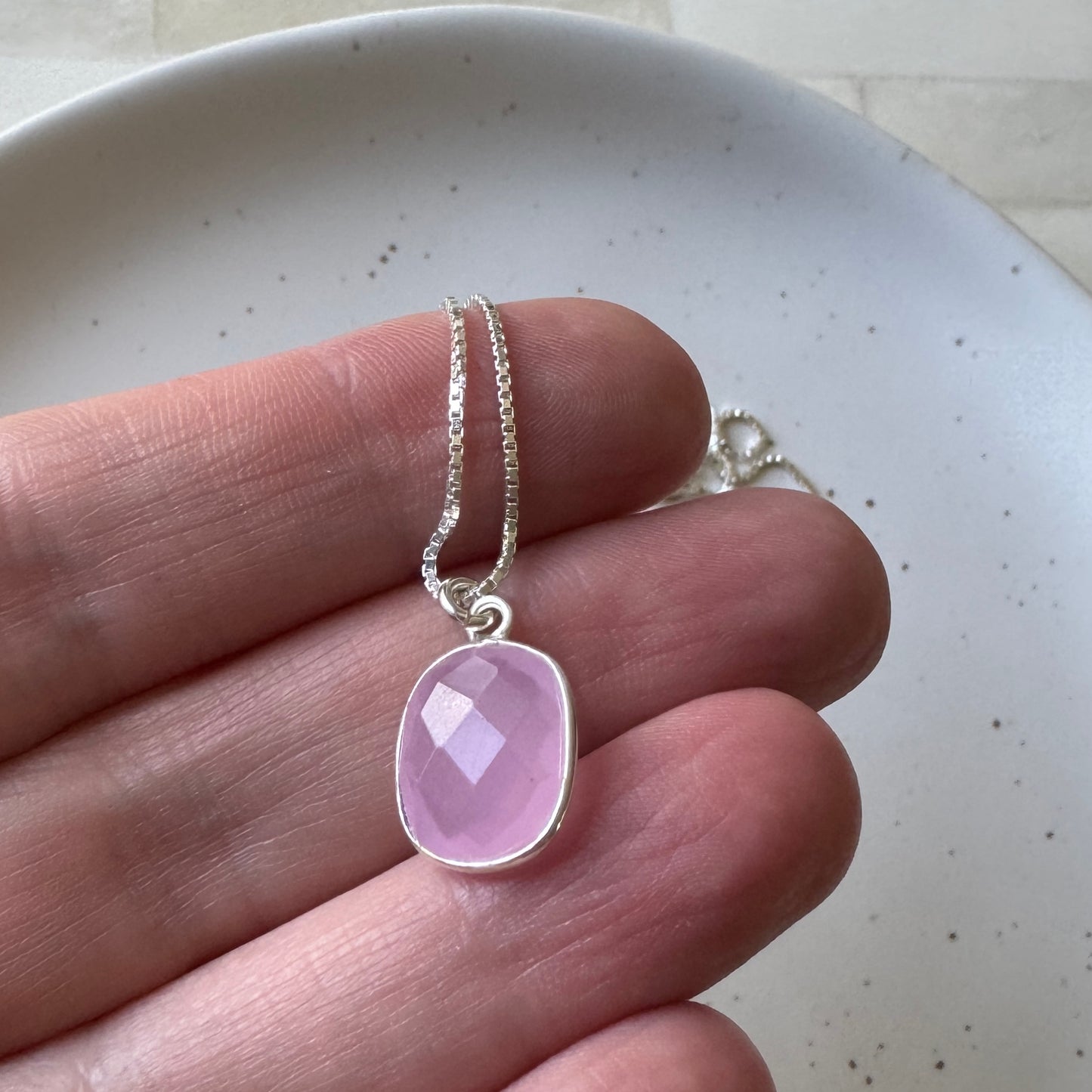 Rose Chalcedony Silver Necklace
