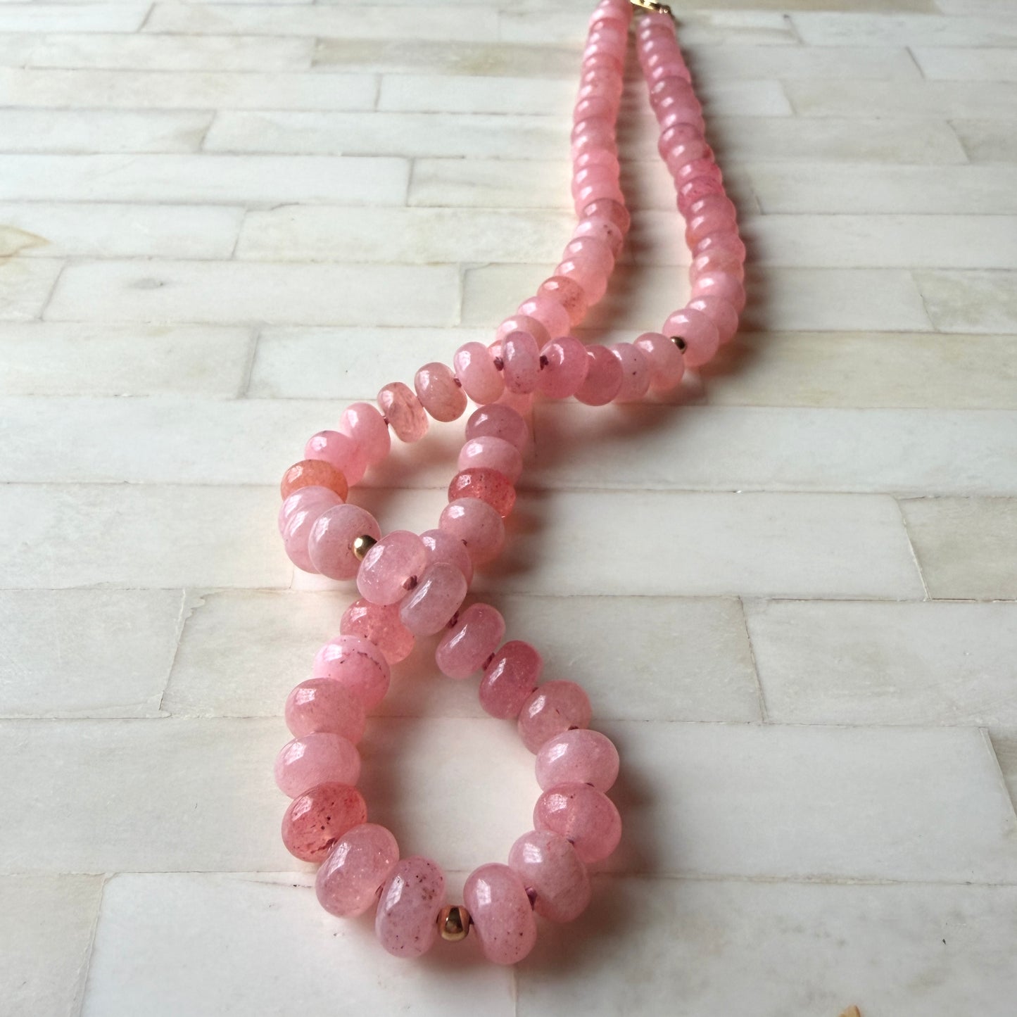 Pink Grapefruit Sorbet - Jade Necklace