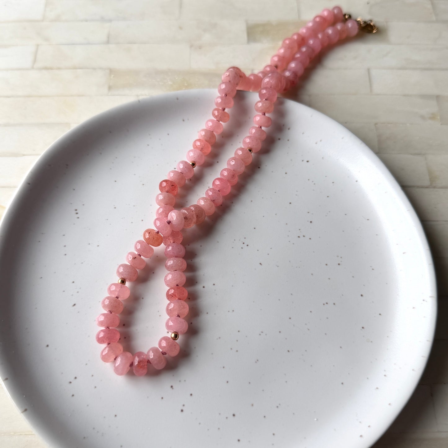 Pink Grapefruit Sorbet - Jade Necklace