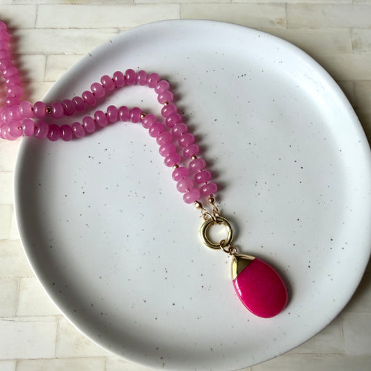 Raspberry Bloom - Jade Necklace