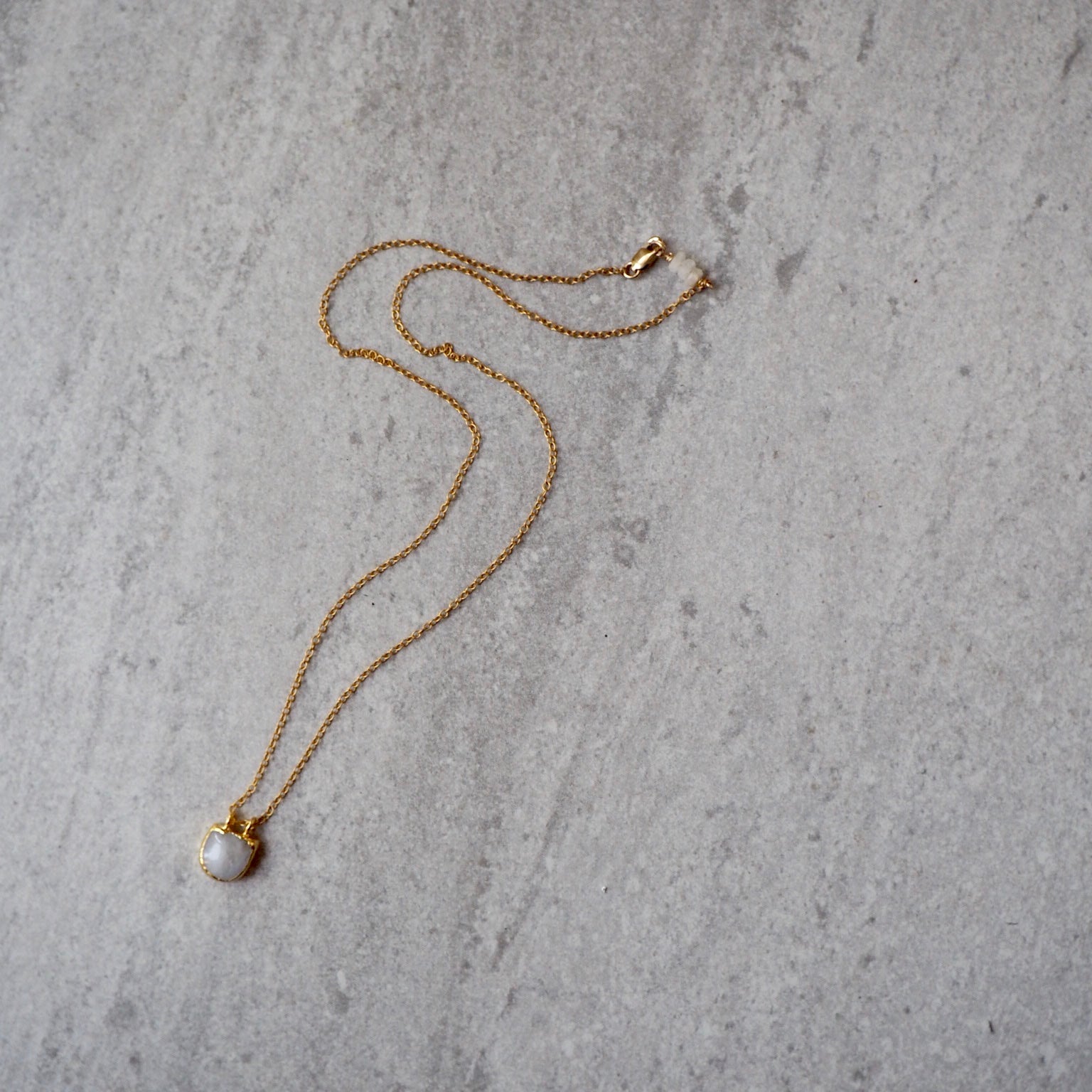 Delicate gold chain necklace with Moonstone by Wallis Designs