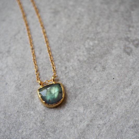 Labradorite gold necklace by Wallis Designs