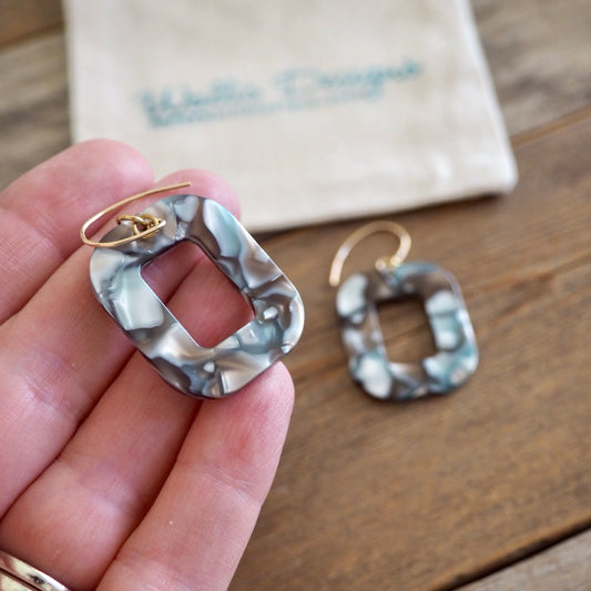 Grey Taupe Rectangle Earrings