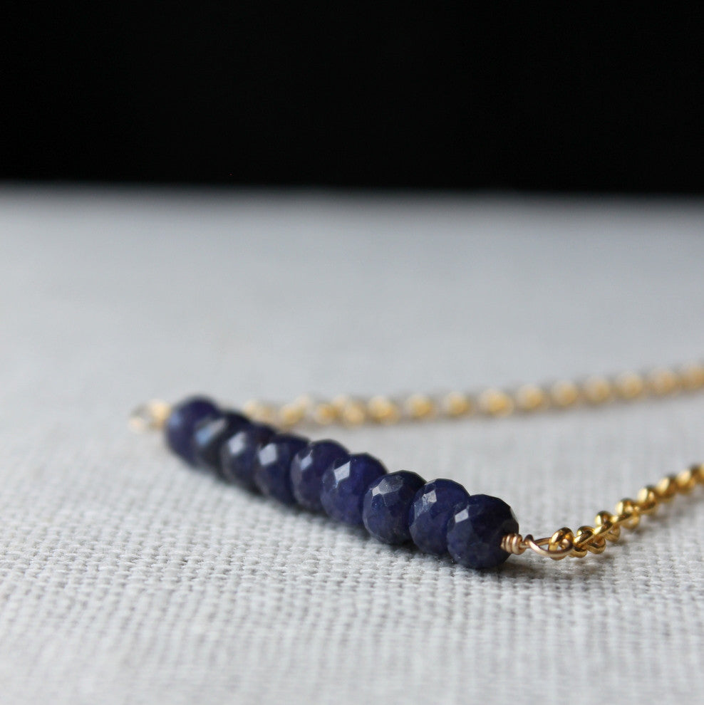 Sapphire Blue and Gold Choker Necklace by Wallis Designs
