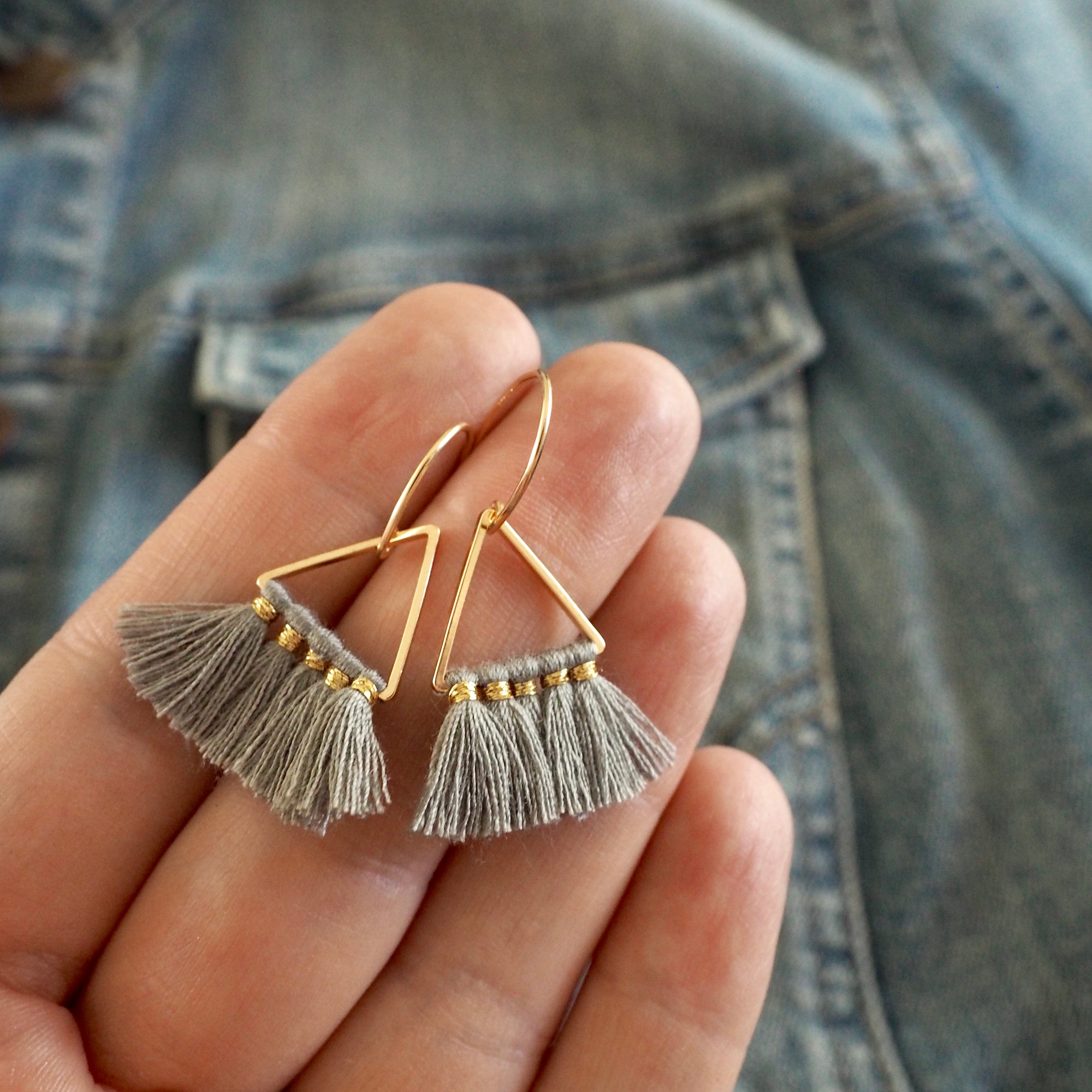 Triangle tassel earrings sale