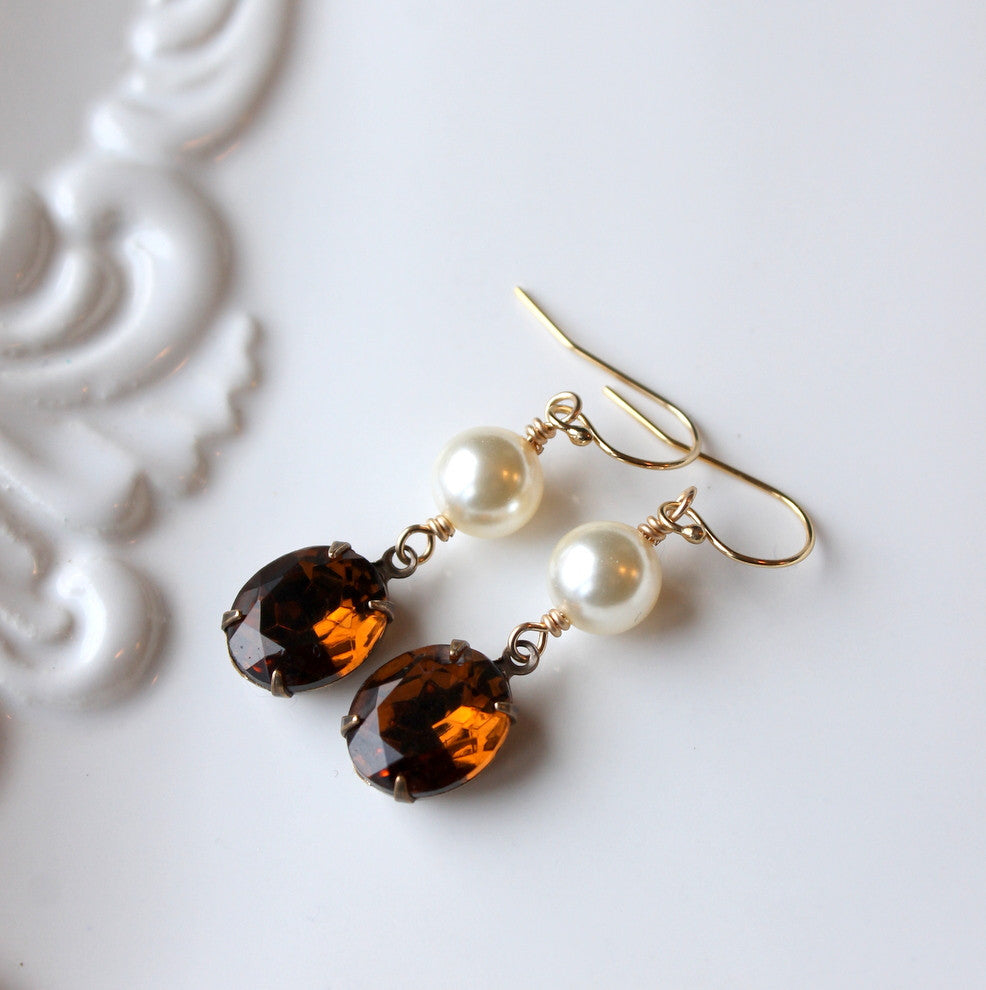 Topaz and Pearl Earrings for your Vintage Wedding