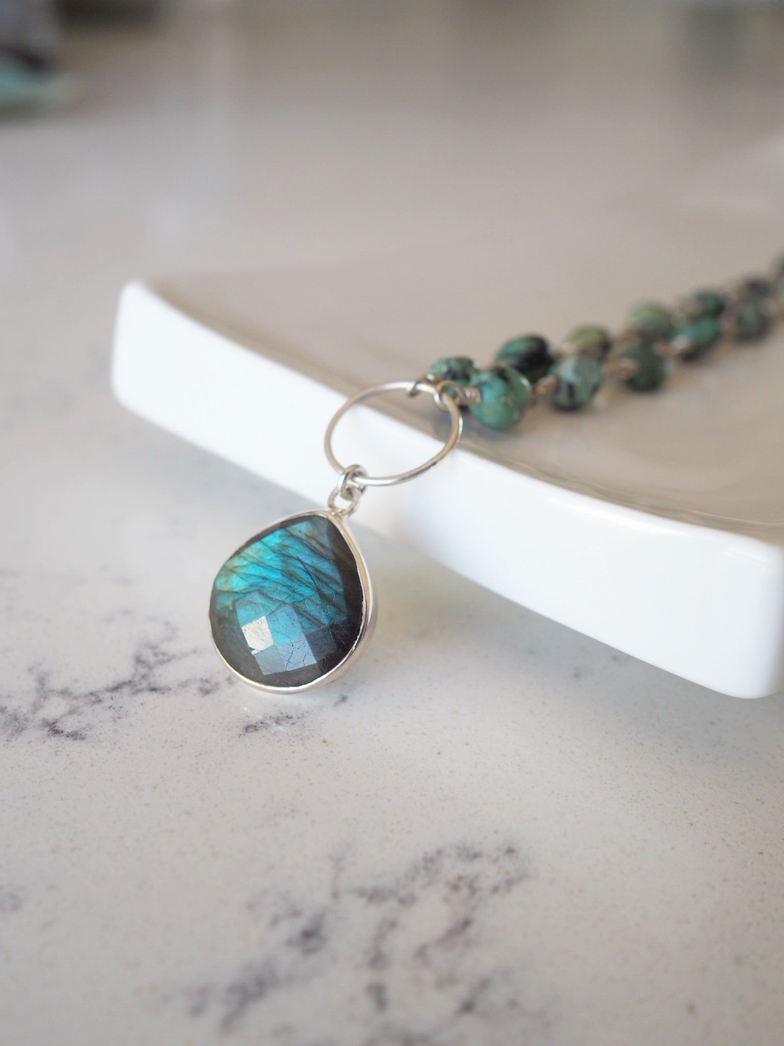 Labradorite and Turquoise Gemstone Necklace by Wallis Designs