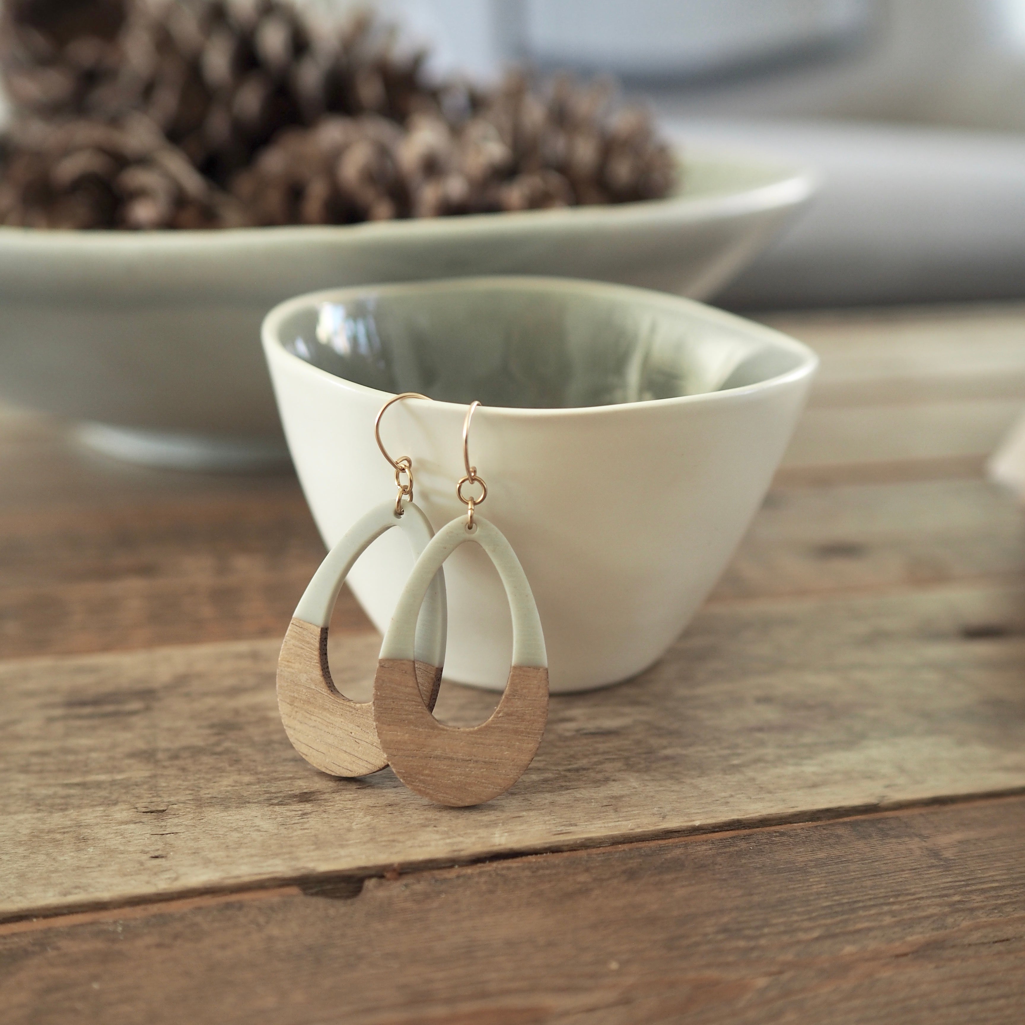Wooden best sale teardrop earrings