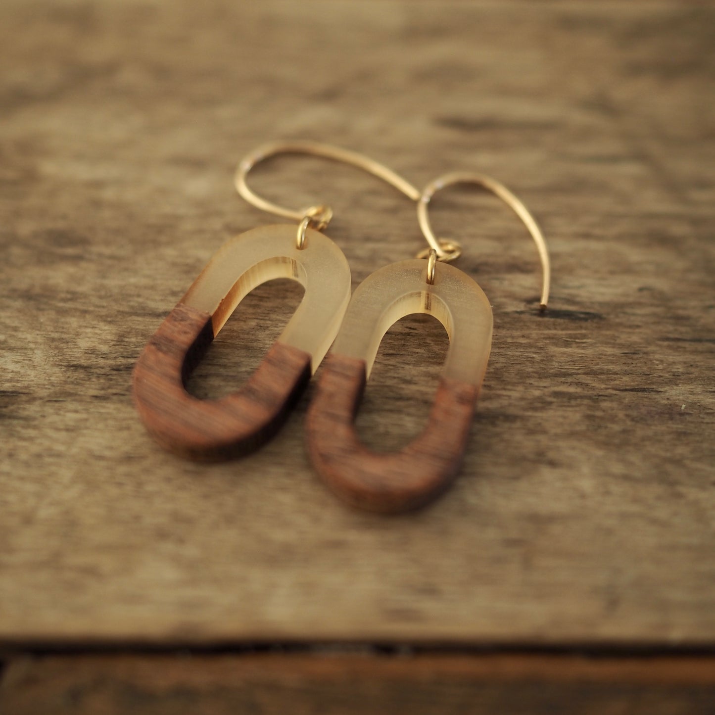 Wood earrings for fall by Nancy Wallis Designs ships worldwide