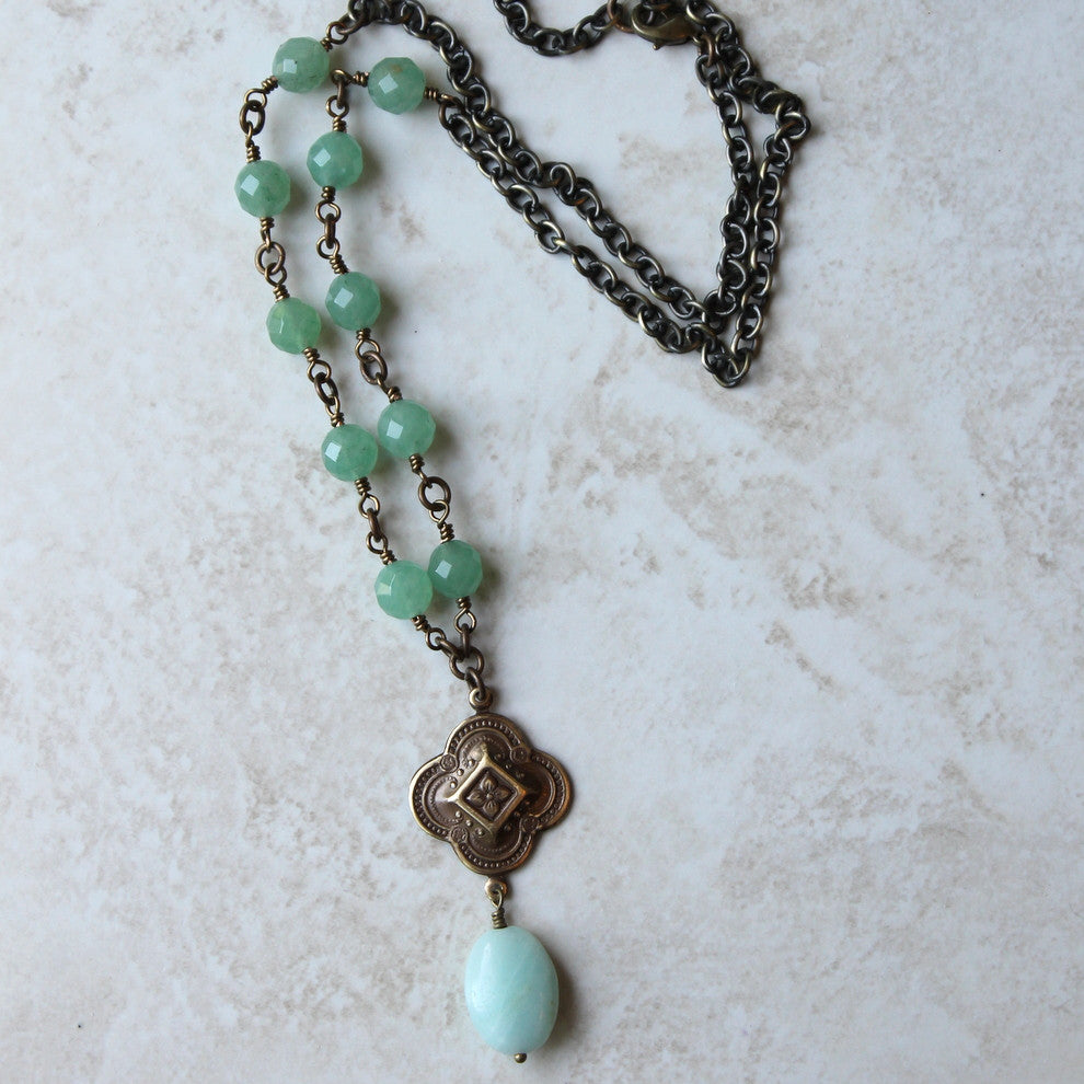 Aventurine and amazonite stone necklace by Wallis Designs