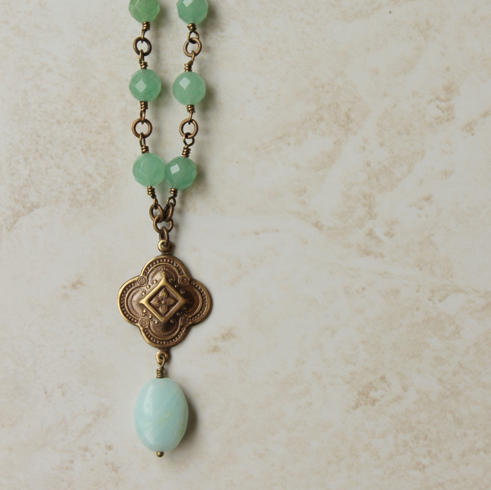 Aventurine and amazonite stone necklace by Wallis Designs