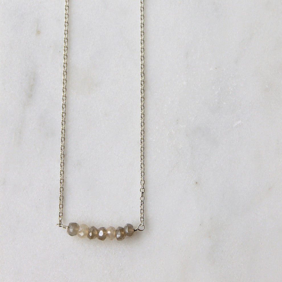 Grey Gemstone Bar Necklace