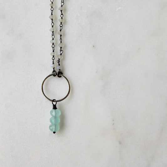 Misty Morning Moonstone and Chalcedony Necklace
