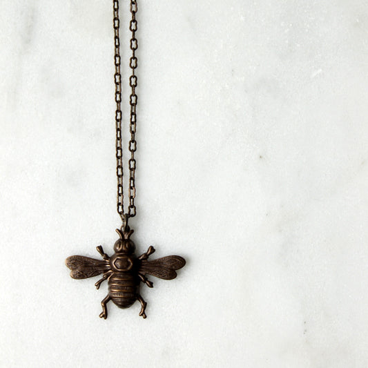 Bumble Bee Brass Necklace