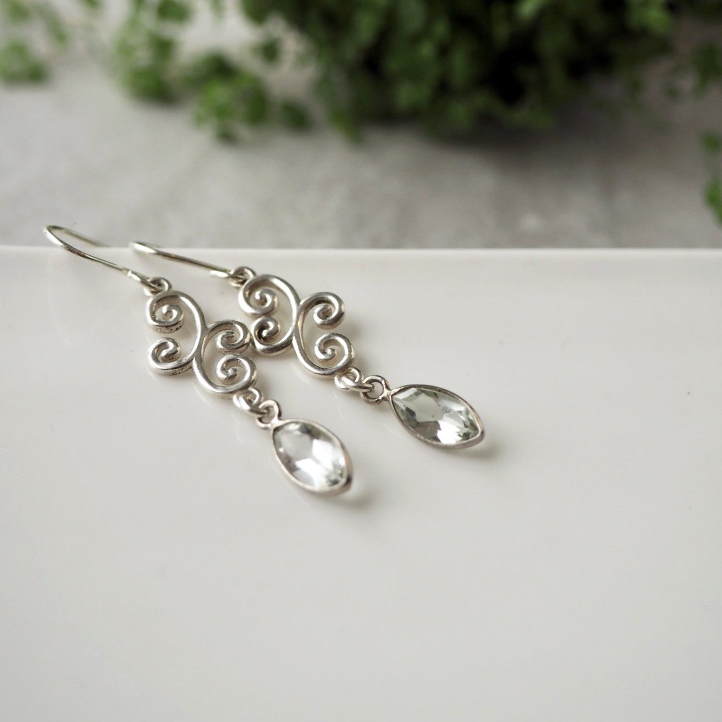 Green Amethyst Sterling silver earrings by Nancy Wallis Designs