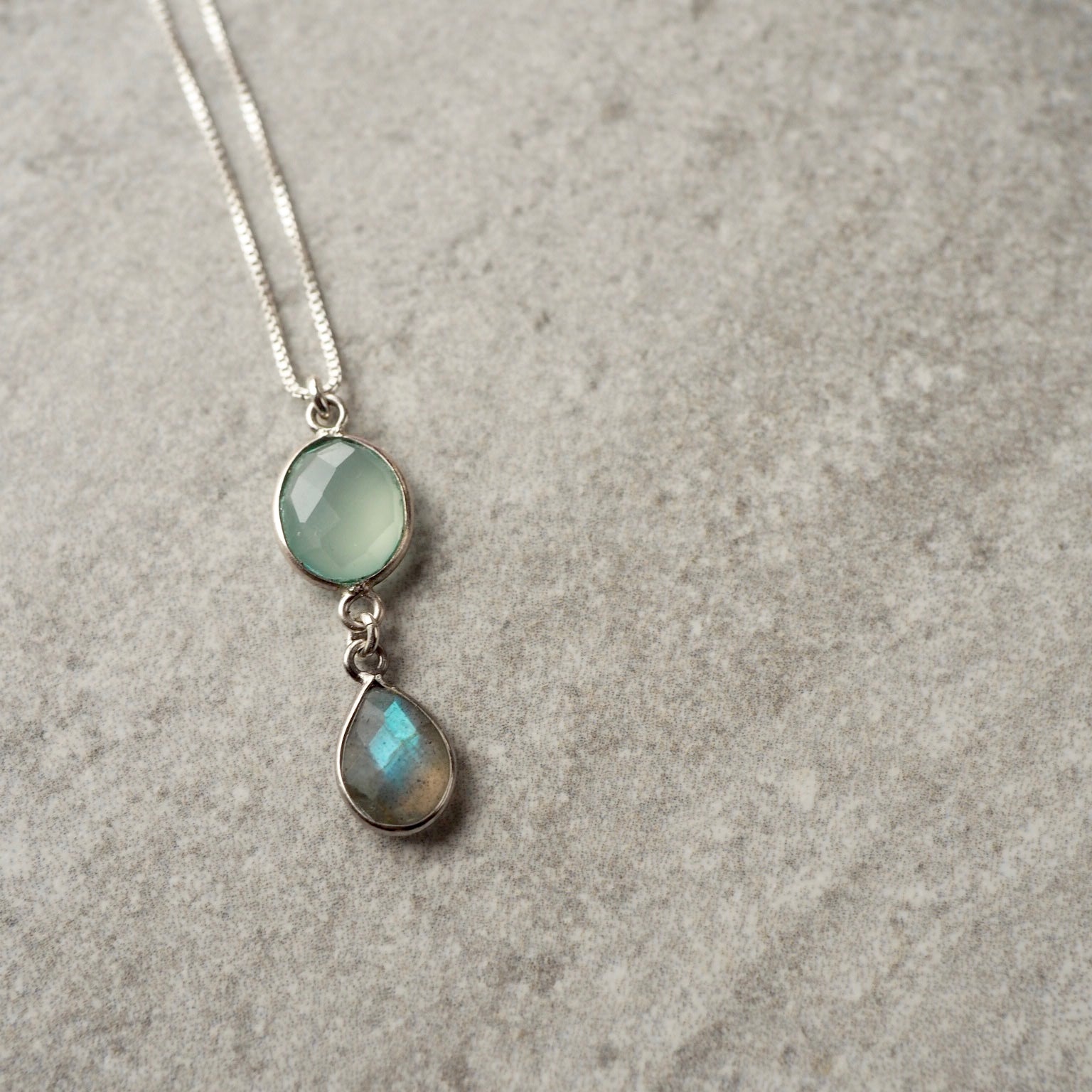 Gemstone Necklace with Chalcedony and Labradorite