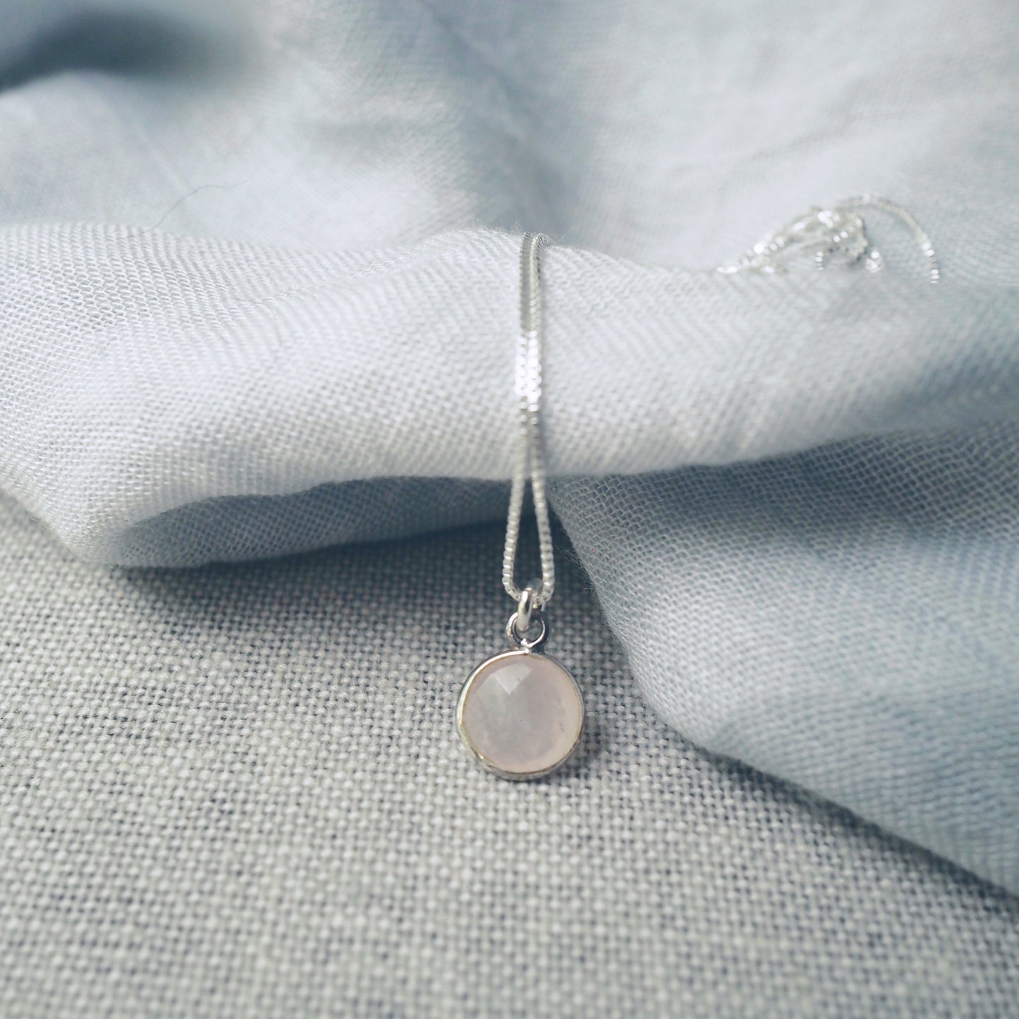 Rose Quartz Silver Necklace