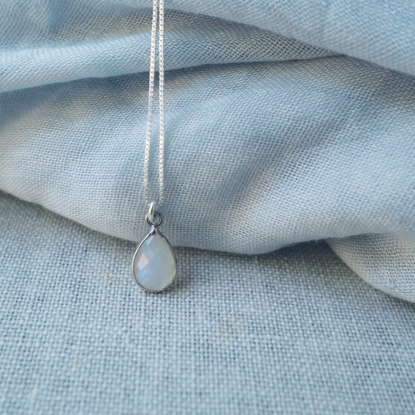 Moonstone Teardrop Silver Necklace
