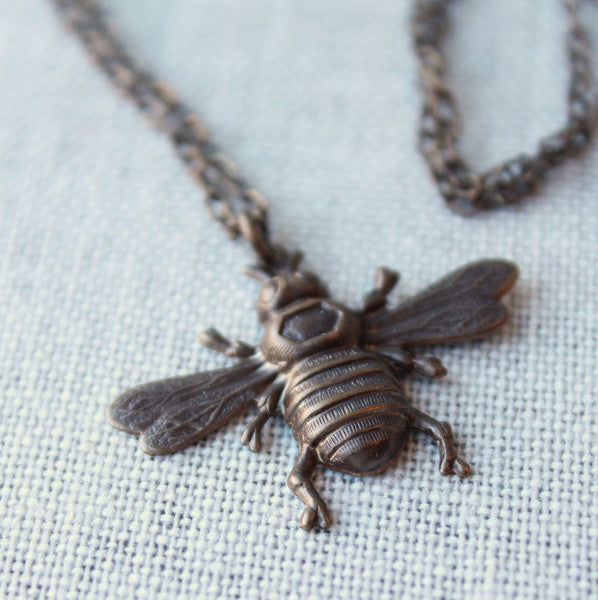 Brass Bee Necklace