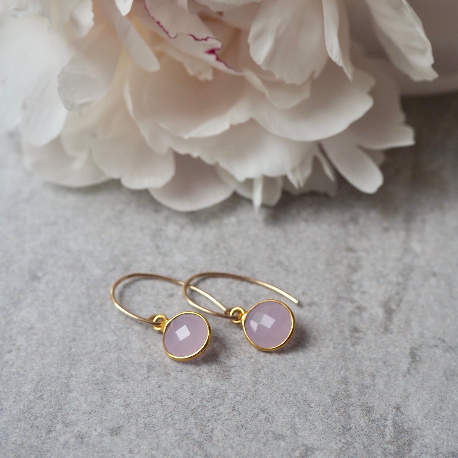 Sweet Pink Chalcedony Gemstone Earrings by Wallis Designs