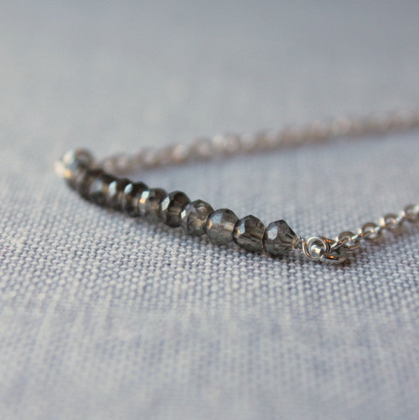 Sterling Silver Chain Bracelet with Grey Crystals