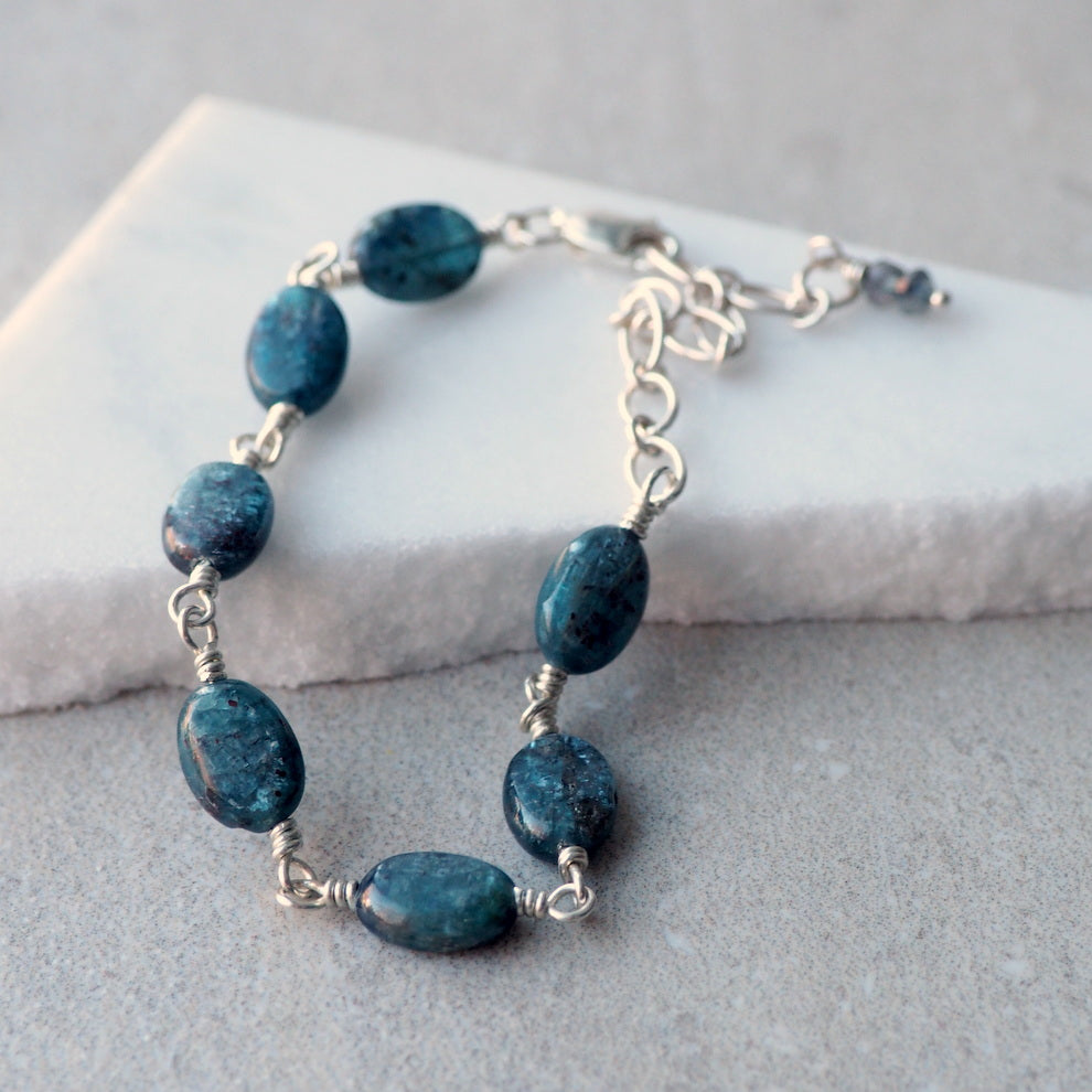 Blue Gemstone Bracelet in Sterling Silver by Wallis Designs
