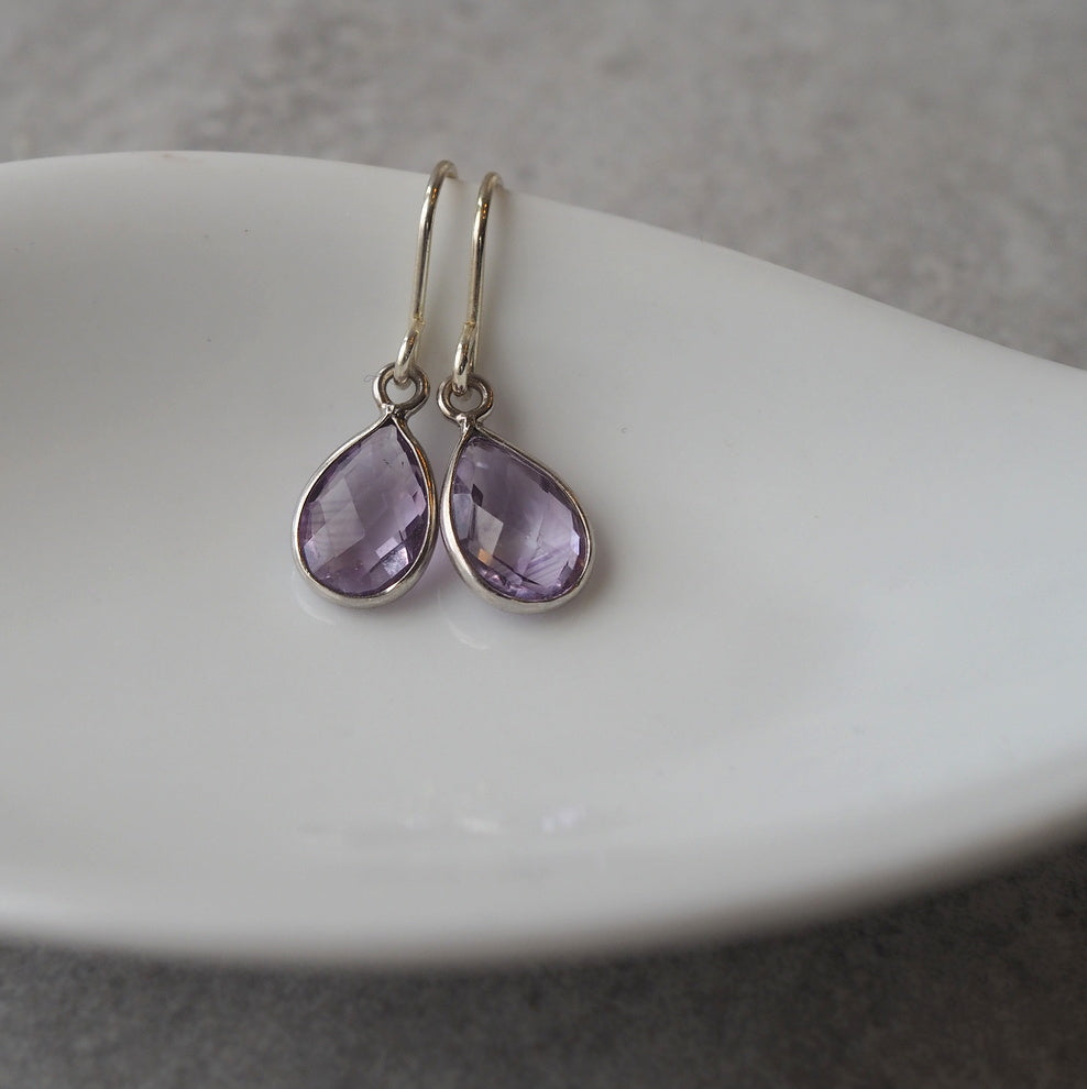 Purple Amethyst Silver Earrings by Wallis Designs in Canada